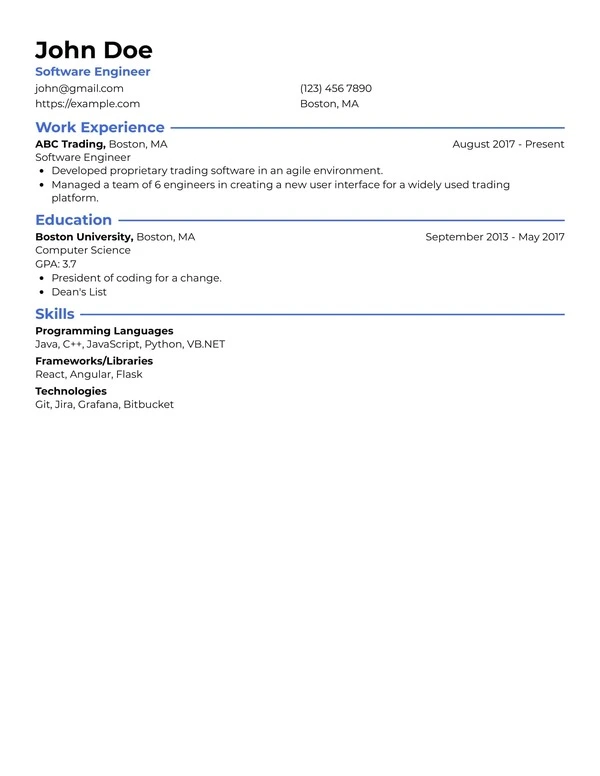 modern resume sample