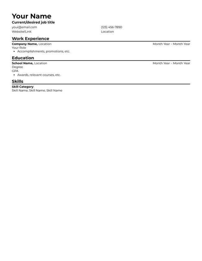 Original Resume Template